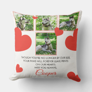 Moderne Red Hearts Pet Memorial Vier foto's Kussen