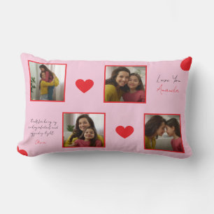Moderne Red Hearts Verwant Fotocollage Kussen