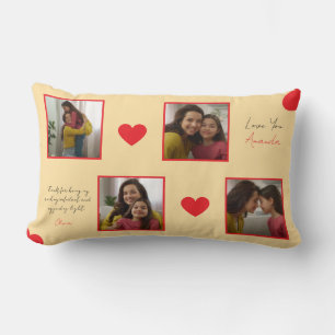 Moderne Red Hearts Verwant Fotocollage Kussen