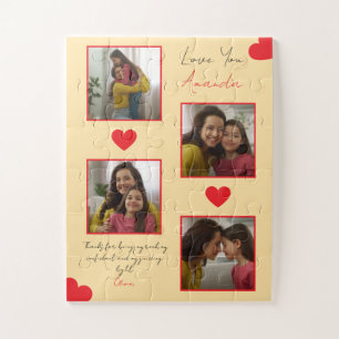 Moderne Red Hearts Verwant Fotocollage Legpuzzel