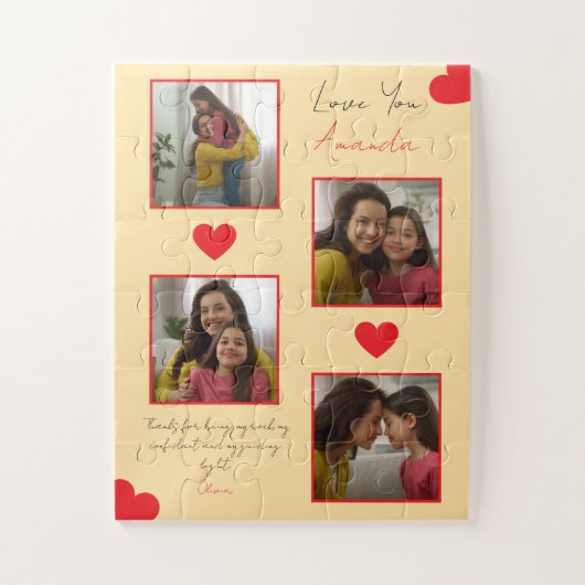 Moderne Red Hearts Verwant Fotocollage Legpuzzel (Verticaal)