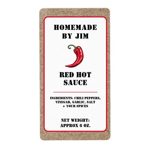 Moderne Red Hot Chili Sauce Pepper Kraft Label
