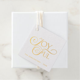 Moderne Red Joyful Holiday Kerstfeest Gold Foil Bedankjes Labels