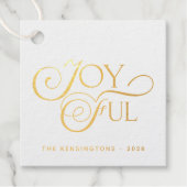 Moderne Red Joyful Holiday Kerstfeest Gold Foil Bedankjes Labels (Voorkant)