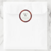 Moderne Red Maroon Marsala Plaid Patroon Monogram Ronde Sticker (Tas)