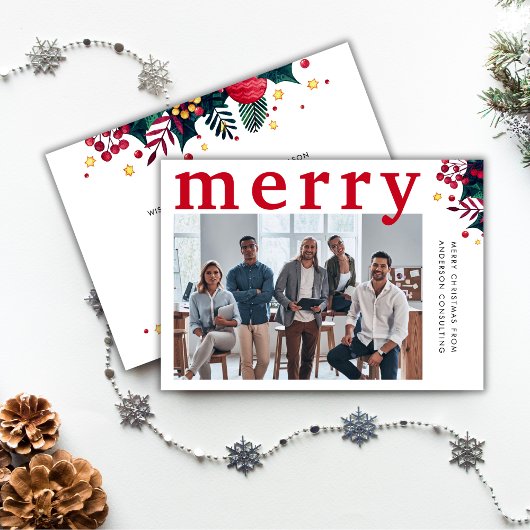 Moderne Red Merry Fotobedrijf Feestdagenkaart