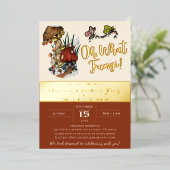 Moderne Red Merry Mushroom kerstfeestdag Folie Uitnodiging (Staand Voorkant)