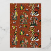 Moderne Red Merry Mushroom kerstfeestdag Folie Uitnodiging (Achterkant)