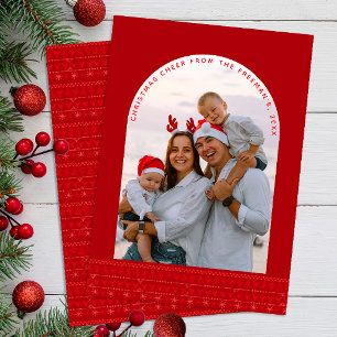 Moderne Red Nordic Arch Foto Kerst Kaart