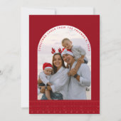 Moderne Red Nordic Arch Foto Kerst Kaart (Voorkant)