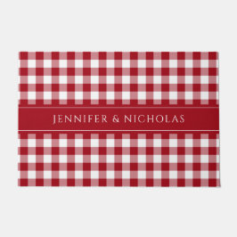 Moderne Red Plaid Gingham naam Deurmat