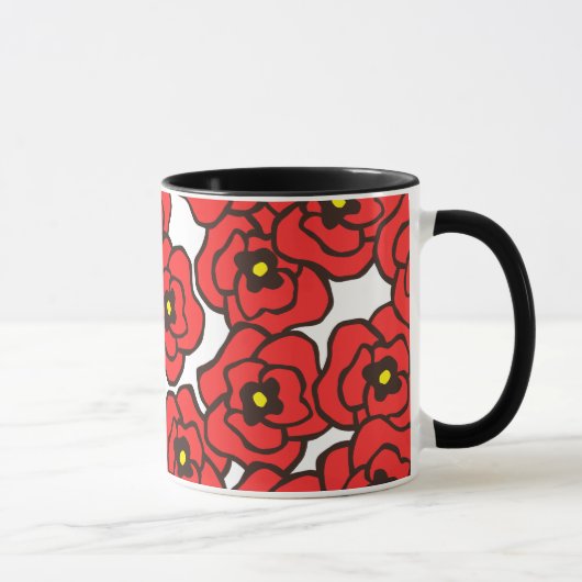 Moderne Red Poppies Floral Print Coffee Mok (Rechts)
