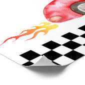 Moderne Red Race Auto Verjaardag Welkomstbord Poster (Hoek)