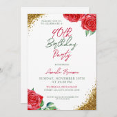 Moderne Red Rose 90e verjaardag Kaart (Voorkant / Achterkant)