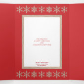 Moderne Red Rustic Snowflake Collage 5 Foto Drieluik Wenskaart (Binnenkant midden)