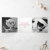 Moderne Red Rustic Snowflake Feestelijke 3 Foto Drieluik Wenskaart (Binnen)