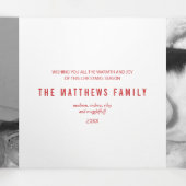 Moderne Red Rustic Snowflake Feestelijke 3 Foto Drieluik Wenskaart (Binnenkant midden)