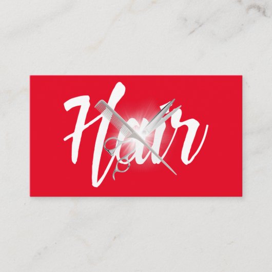 Moderne Red Scissor & Comb Hair Stylist Visitekaartje (Voorkant)