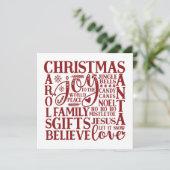 Moderne Red Script Fun kerst-subway Art Feestdagenkaart (Staand voorkant)