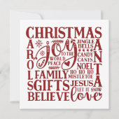 Moderne Red Script Fun kerst-subway Art Feestdagenkaart (Voorkant)