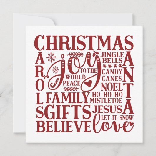 Moderne Red Script Fun kerst-subway Art Feestdagenkaart (Voorkant)