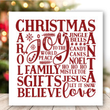 Moderne Red Script Fun kerst-subway Art