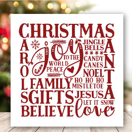 Moderne Red Script Fun kerst-subway Art Feestdagenkaart