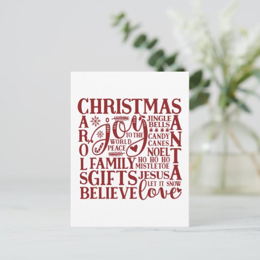 Moderne Red Script Fun-kerstmetro Eenvoudig Feestdagenkaart (Staand voorkant)