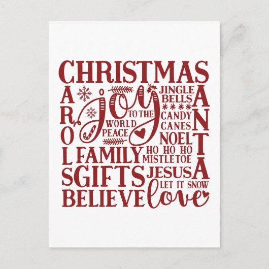 Moderne Red Script Fun-kerstmetro Eenvoudig Feestdagenkaart (Voorkant)