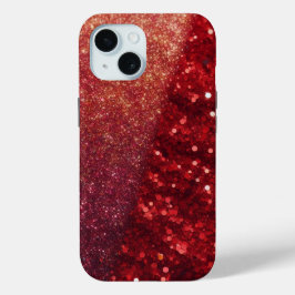 Moderne Red Sparkle Glitter Telefoonhoes / iPhone iPhone 15 Case