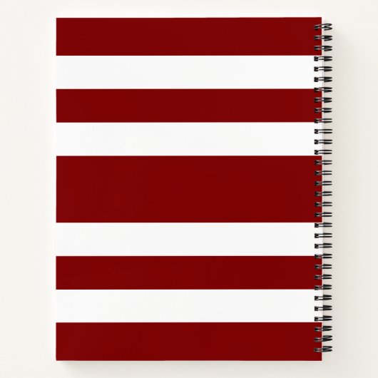 Moderne Red Stripes Script Naam Notitieboek (Achterkant)