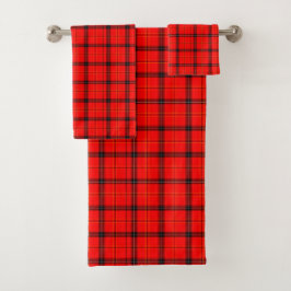 Moderne Red Tartan Pset Bath set Bad Handdoek