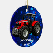 Moderne Red Tractor "Kerstmis 20XX"-keramische nam Keramisch Ornament (Rechts)