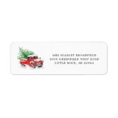 Moderne Red Truck Kerstboom — Retouradres Etiket (Voorkant)