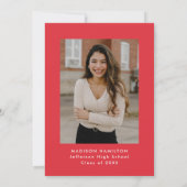 Moderne Red Wavy Lijst foto afstudeerfeest Kaart (Achterkant)