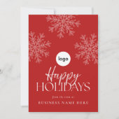 Moderne Red White Snowflake Business Logo Feestdagenkaart (Voorkant)