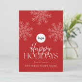 Moderne Red White Snowflake Business Logo Feestdagenkaart (Staand voorkant)