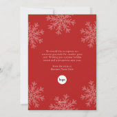Moderne Red White Snowflake Business Logo Feestdagenkaart (Achterkant)