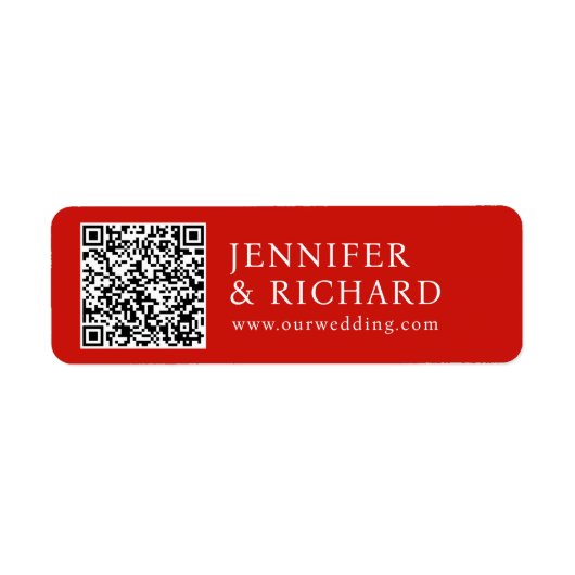 Moderne Red White Web Promotie QR Code Adres Etiket (Voorkant)