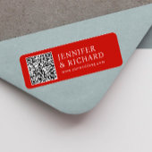 Moderne Red White Web Promotie QR Code Adres Etiket