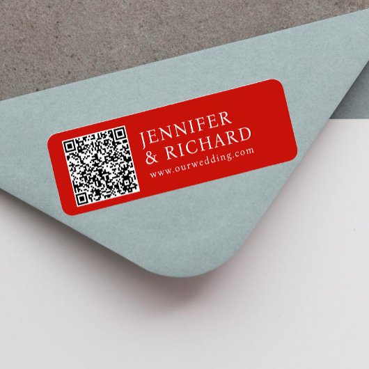 Moderne Red White Web Promotie QR Code Adres Etiket