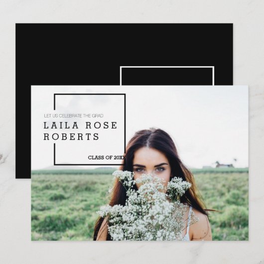 Moderne redactie | Afstuderen Celebration Foto Kaart (Voorkant / Achterkant)