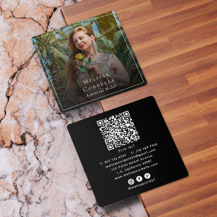 Moderne Redactioneel Model Fotograaf Foto Zwart Vierkante Visitekaartje