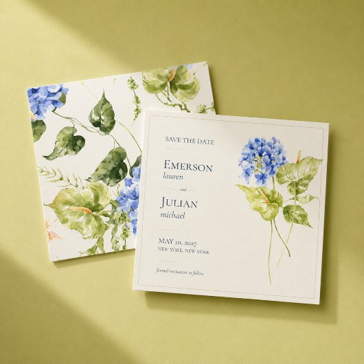 Moderne Redactionele Anthurium Hydrangea Bruiloft Save The Date