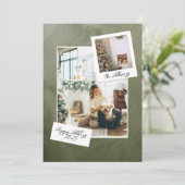 Moderne redactionele Photo Grid Holiday Kaart (Staand voorkant)