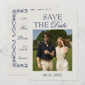 Moderne Redactionele Save the Date | Minimaal Oud Kaart (Voorkant / Achterkant)