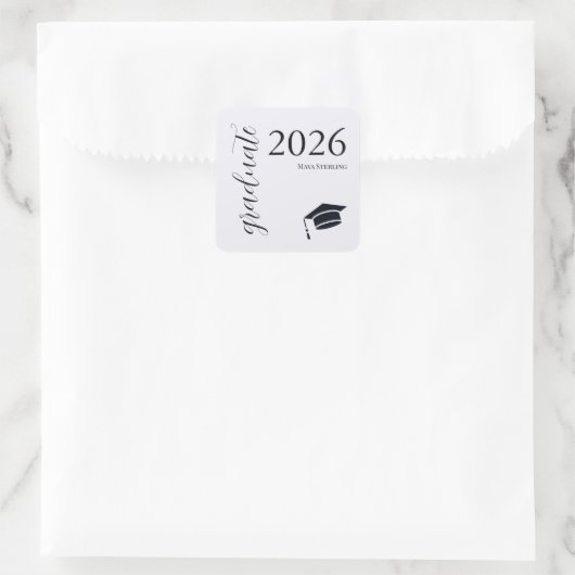 Moderne Redactionele Script 2026 Signature Afstude Vierkante Sticker (Tas)