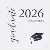 Moderne Redactionele Script 2026 Signature Afstude Vierkante Sticker (Voorkant)