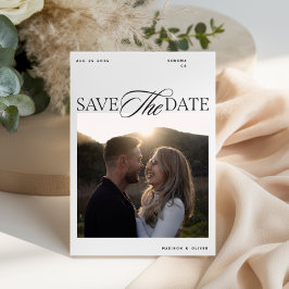 Moderne redactionele script foto dubbelzijdig save the date