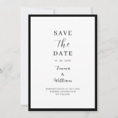 Moderne Redactionele Zwart-Wit Save the Date Kaart (Voorkant)